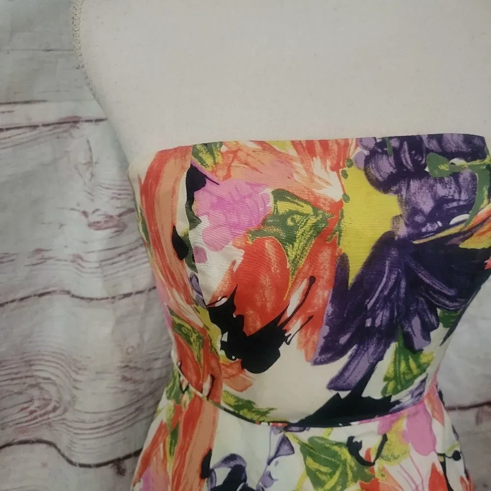 J. Crew Ella Garden‎ Floral Strapless Dress Size 00 NWT